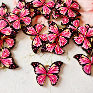 Pink & Black Butterfly Charms