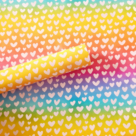 Rainbow Hearts - Canvas Fabric Sheet