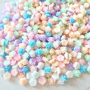 6mm Pastel Flower Cabochons - 50