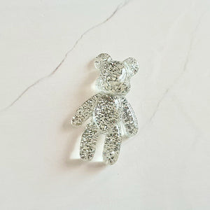 Silver Glitter Teddy Bear Flatbacks