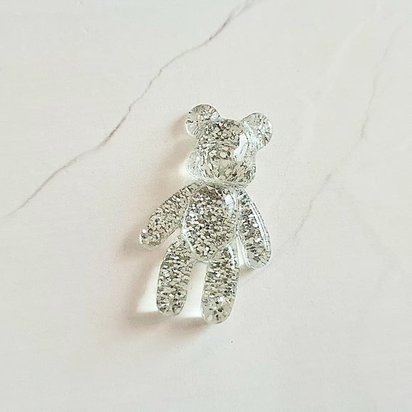 Silver Glitter Teddy Bear Flatbacks