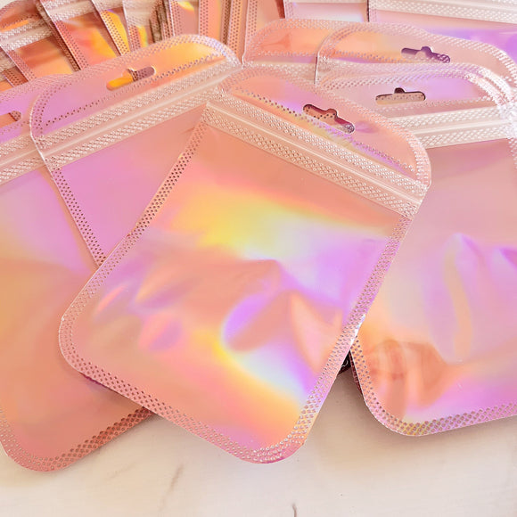 Pink Holographic Resealable Bags - 15