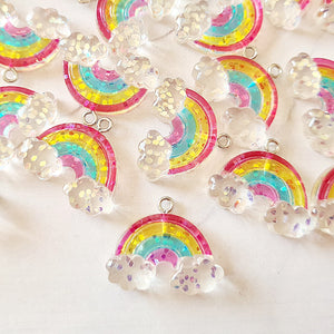 Clear Glitter Rainbow Charms