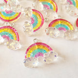 Clear Glitter Rainbow Charms