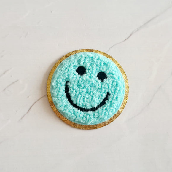 Blue Smiley Face Applique/Embroidery Patch