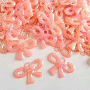 Pink Acrylic Bow Charms - 25