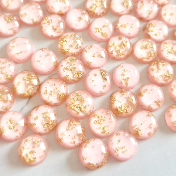 Pink/Gold Foil Cabochons - 15