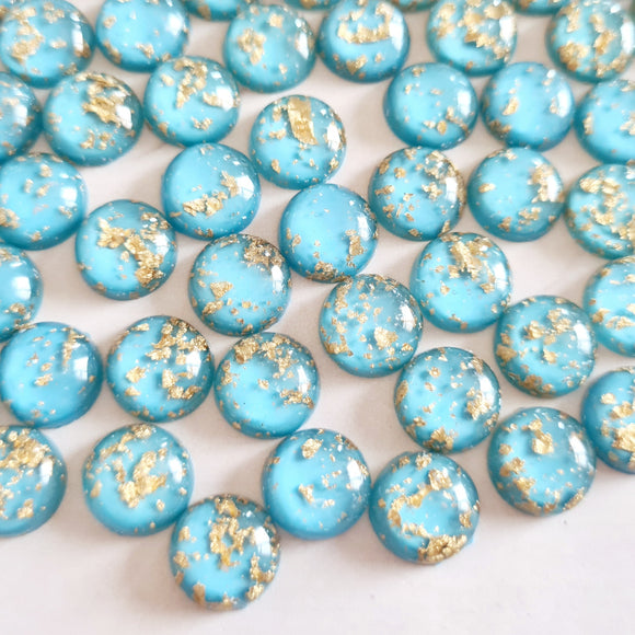 Blue/Gold Foil Cabochons - 15