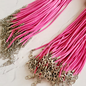 Waxed Cord Necklace - Hot Pink