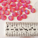 Hot Pink Glitter Stripe Cabochons - 20