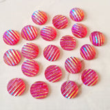 Hot Pink Glitter Stripe Cabochons - 20