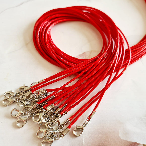 Waxed Cord Necklace - Red