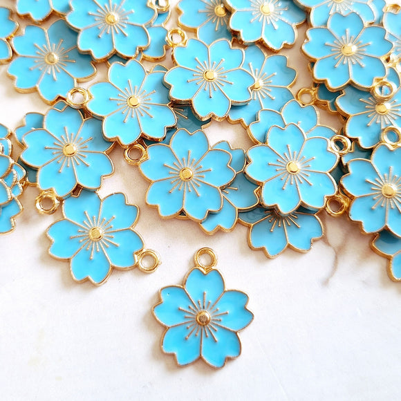 Blue Sakura Flower Charms