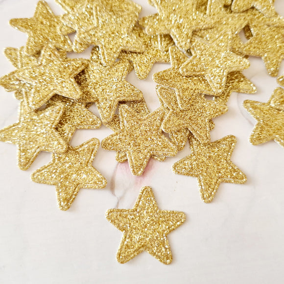 Gold Glitter Fabric Stars