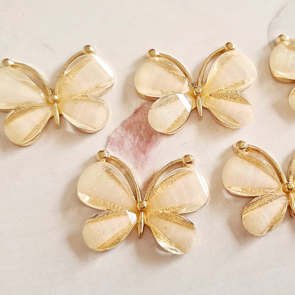 Cream/Gold Butterfly Flatbacks