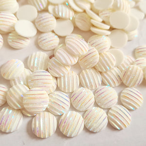 Cream Glitter Stripe Cabochons - 20