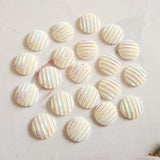 Cream Glitter Stripe Cabochons - 20