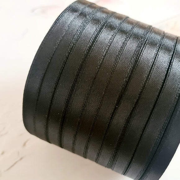 6mm Black Satin Ribbon