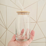 Can Glass, Wooden Lid & Glass Straw