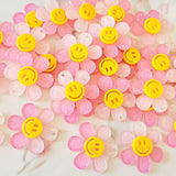 Smiley Pink Glitter Daisy Charms