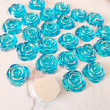 Shiny Blue Rose Flatbacks - 30