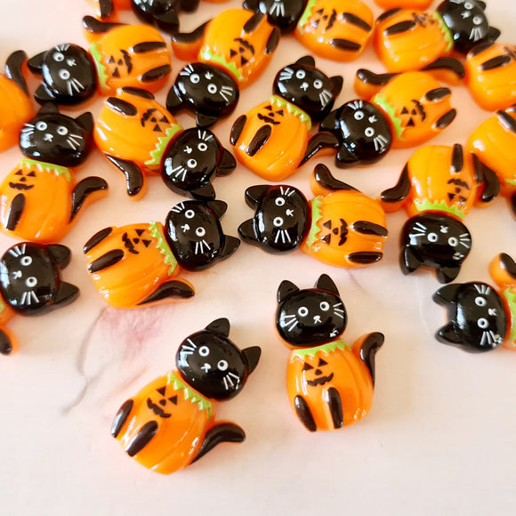 Halloween Pumpkin Cat Flatbacks