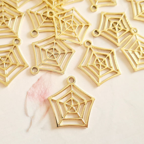 Large Gold Spiderweb Charms