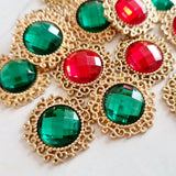 Red & Green Glass Cabochons