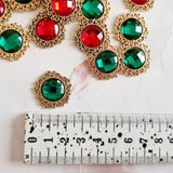 Red & Green Glass Cabochons