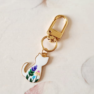 Floral Cat Keyring