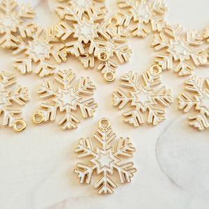 White/Gold Snowflake Charms