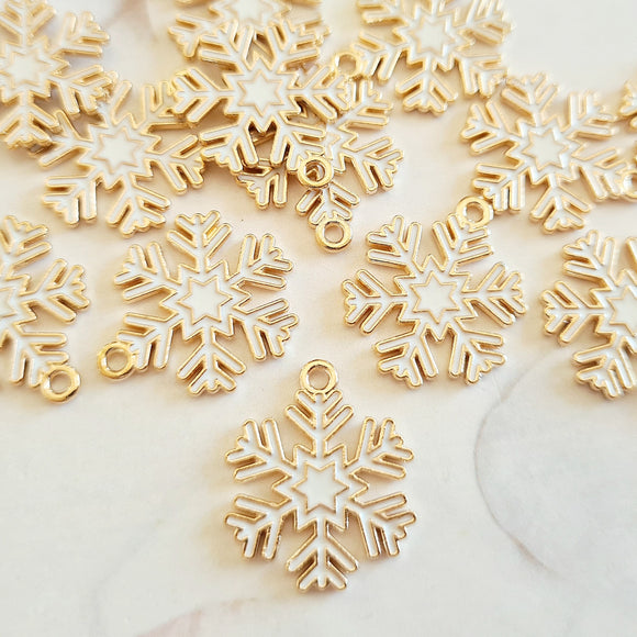 White/Gold Snowflake Charms