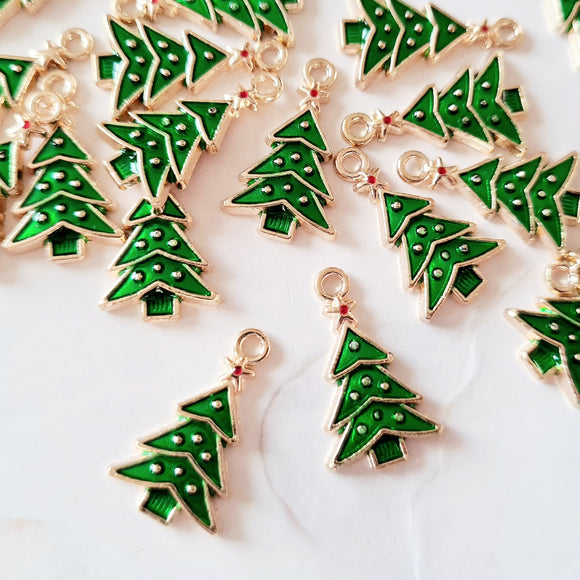 Green & Gold Christmas Tree Charms