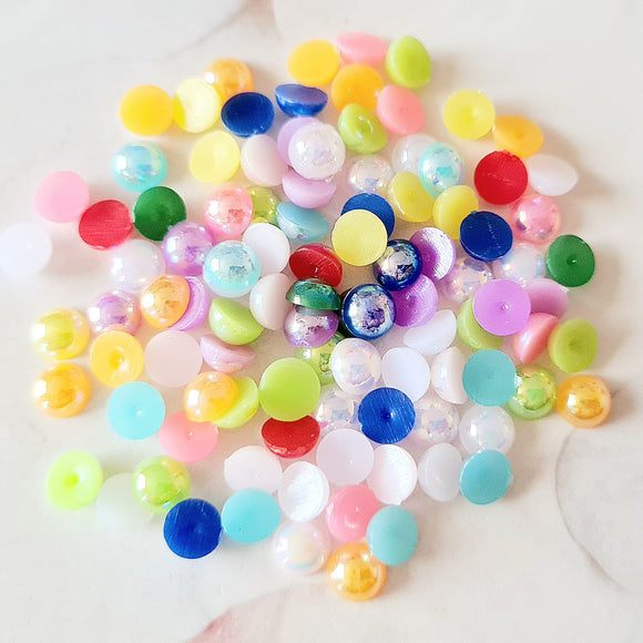 Multicoloured Half Pearl Cabochons - 6mm - 100