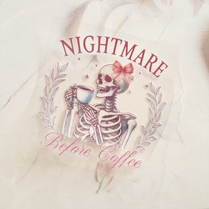 UV DTF DECAL - Nightmare Before Coffee (#26)