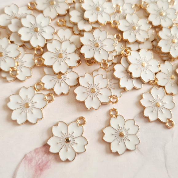 White Sakura Flower Charms