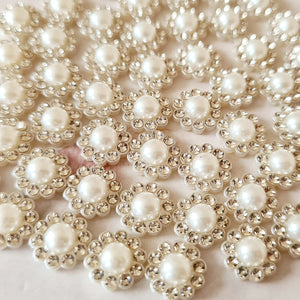 Rhinestone Pearl Flower Flatbacks