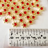 Red Rhinestone Flower Flatbacks