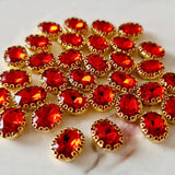 Red Rhinestone Oval Flatbacks