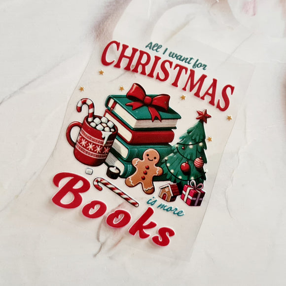 UV DTF Decal - All I Want For Christmas Is Books (#40)