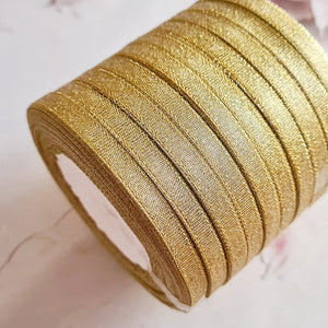 6mm Gold Glitter Organza Ribbon