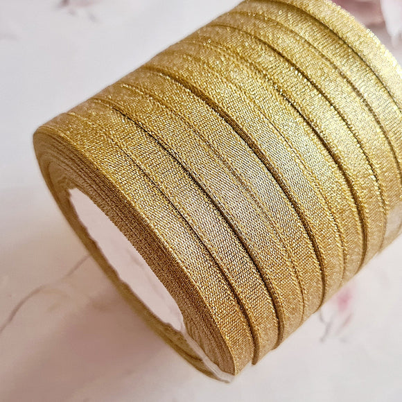 6mm Gold Glitter Organza Ribbon