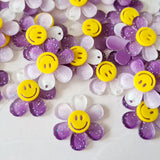 Large Purple Glitter Daisy Charms