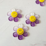 Large Purple Glitter Daisy Charms