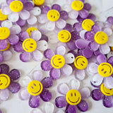 Large Purple Glitter Daisy Charms