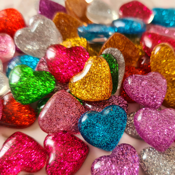 Mixed Glitter Hearts - 10