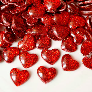 Red Glitter Hearts - 10