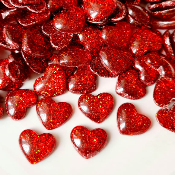 Red Glitter Hearts - 10