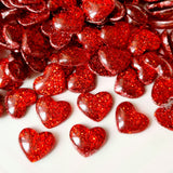 Red Glitter Hearts - 10