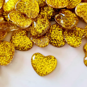 Gold Glitter Hearts - 10